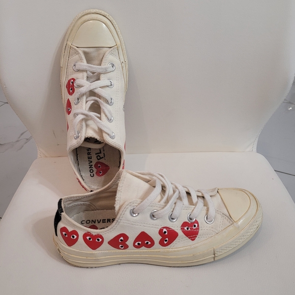 CDG Converse Multi Heart Low White Size 36.5 Chuck Taylor 70 CDG Play 162975C - Picture 5 of 15